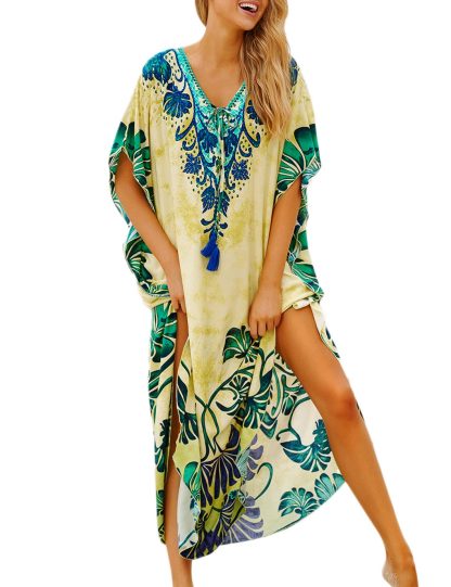 Bohemian embroidered printed robe dress - Image 5