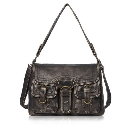 Retro messenger style multi-pocket women's bag