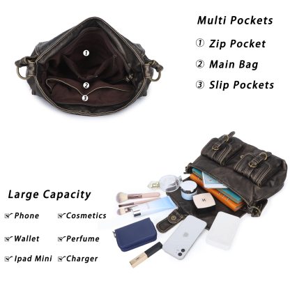 Retro messenger style multi-pocket women's bag - Image 5