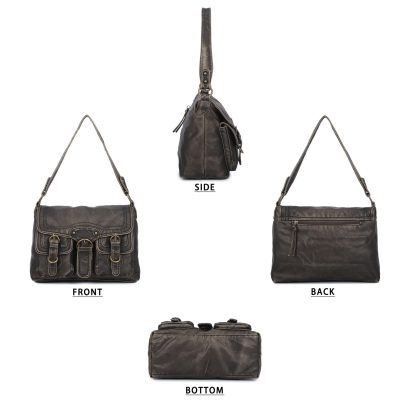 Retro messenger style multi-pocket women's bag - Image 2