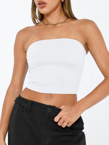 Women's white tube top strapless top - Image 5