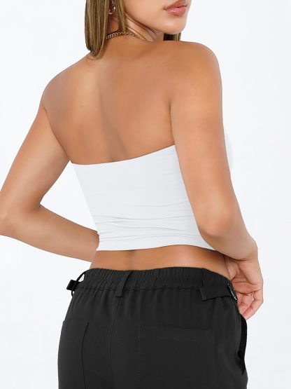 Women's white tube top strapless top - Image 3