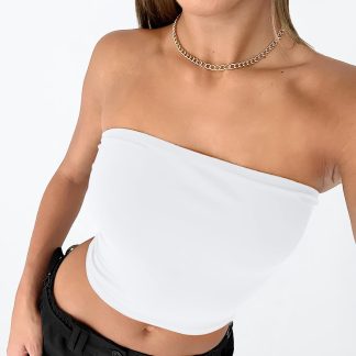 Women's white tube top strapless top