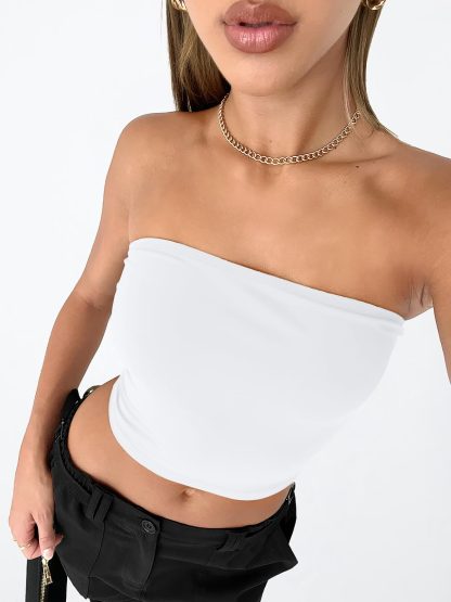 Women's white tube top strapless top