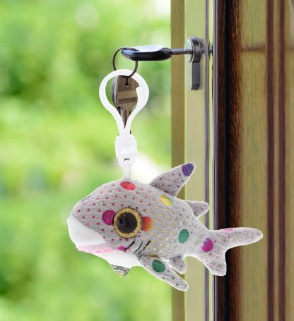 Creative colorful shark plush keychain - Image 4