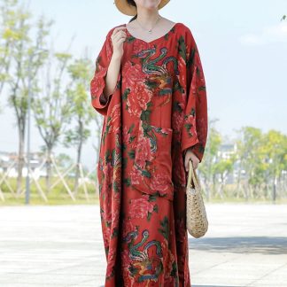 Chinese style printed long skirt