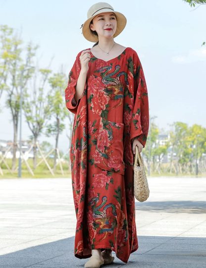 Chinese style printed long skirt