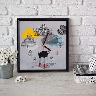 Interesting rainy day themed hand-painted square wall clock