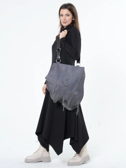 Multi-zippered shoulder bag