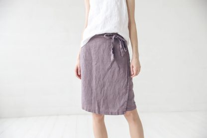 Women's Linen Wrap Midi Skirt - Image 2