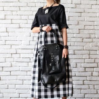 Studded leather tote bag
