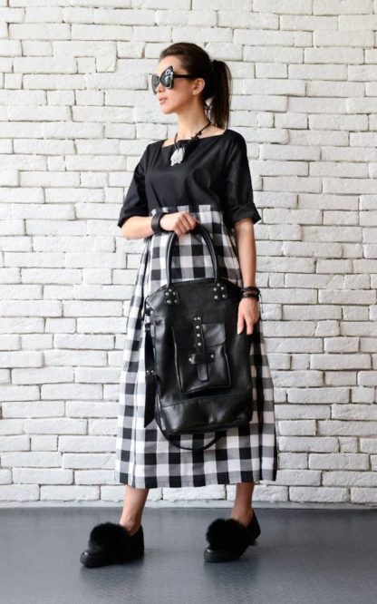 Studded leather tote bag