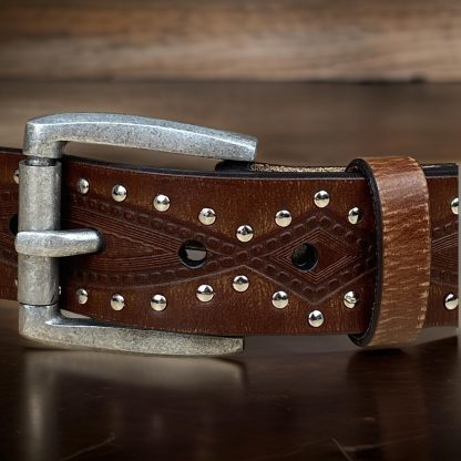 Western style rivet engraved belt - Image 7