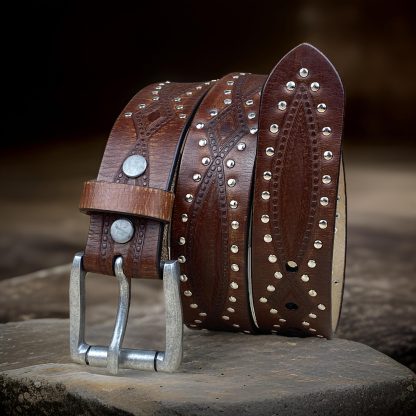 Western style rivet engraved belt - Image 5