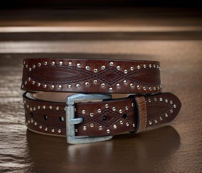 Western style rivet engraved belt - Image 2