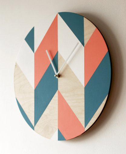 Geometric contrasting wooden wall clock - Image 4