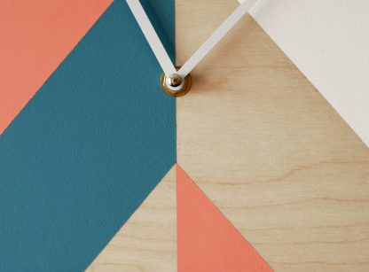 Geometric contrasting wooden wall clock - Image 3