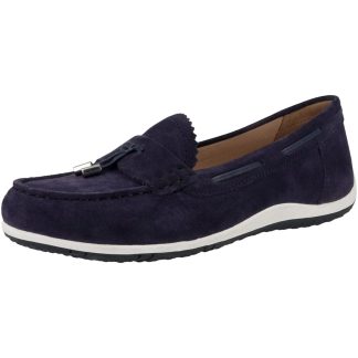 Women's Navy Suede Tassel Loafers
