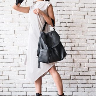 Casual lazy style leather shoulder bag