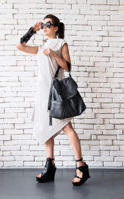 Casual lazy style leather shoulder bag