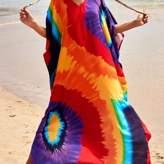 Rainbow tie-dye robe dress