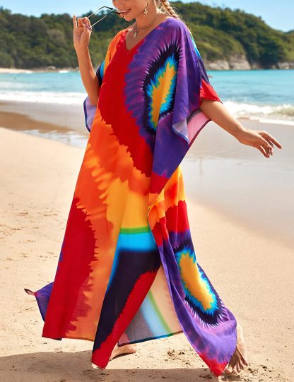 Rainbow tie-dye robe dress - Image 3