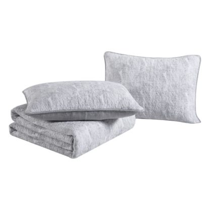Light gray textured quilted bed cover three-piece set - Image 7