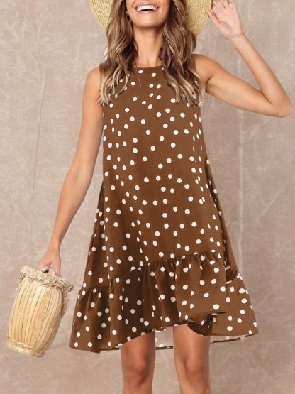 Retro Polka Dot Sleeveless Fishtail Dress - Image 6