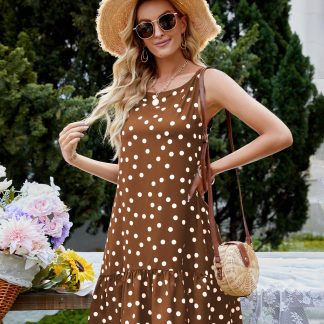 Retro Polka Dot Sleeveless Fishtail Dress