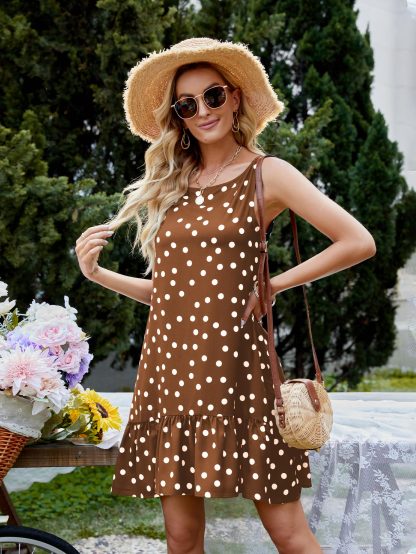 Retro Polka Dot Sleeveless Fishtail Dress