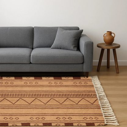 Brown geometric pattern carpet - Image 2