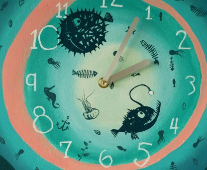 Ocean-themed hand-painted square wall clock - Image 6