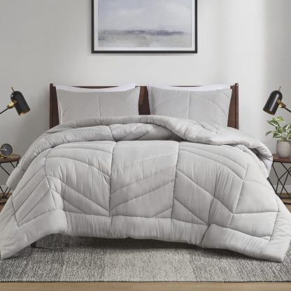 Minimalist geometric quilted bedding