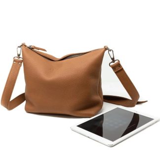 Handmade leather crossbody hobo bag