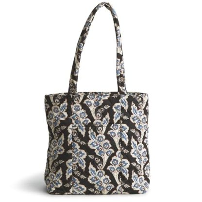 Vintage Printed Blue Flower Quilted Tote Bag - Image 4