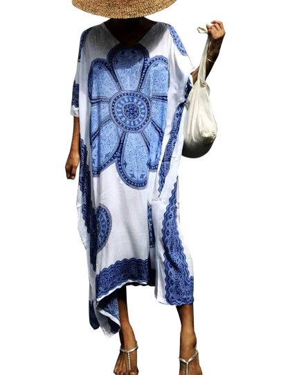 Bohemian floral print robe dress - Image 6