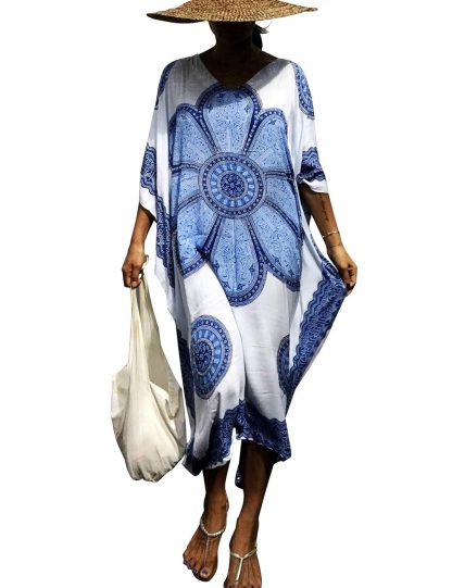 Bohemian floral print robe dress - Image 5