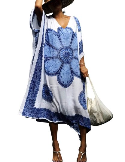 Bohemian floral print robe dress