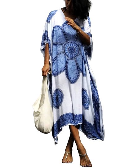 Bohemian floral print robe dress - Image 2