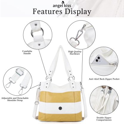 Contrast stripe handbag crossbody bag - Image 2