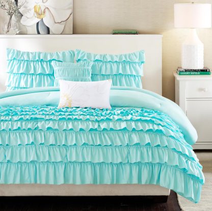 Ruffled turquoise bedding - Image 9
