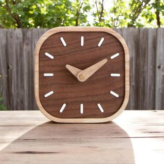 Solid wood square table clock