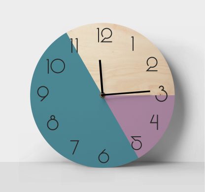 Color stitching wooden wall clock - Image 4