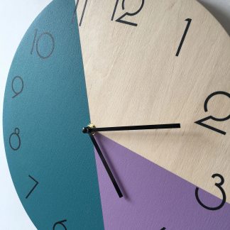 Color stitching wooden wall clock
