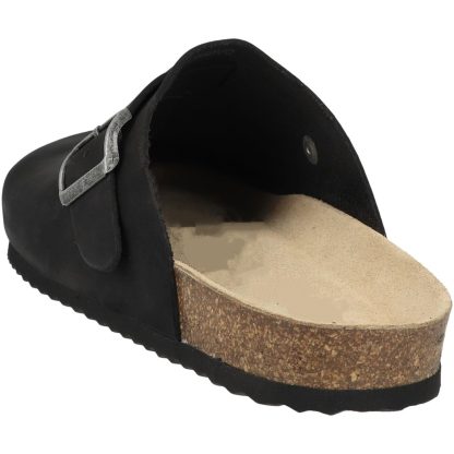 Men's Black Leather Buckled Clogs - Image 6