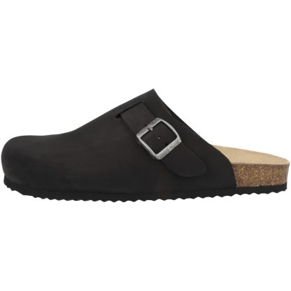 Men's Black Leather Buckled Clogs - Image 5