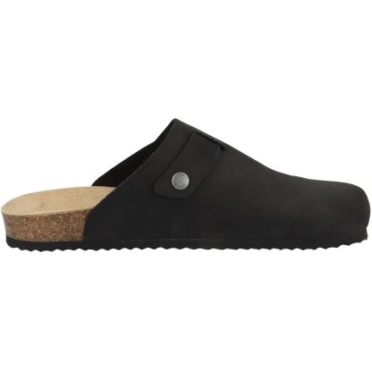 Men's Black Leather Buckled Clogs - Image 3