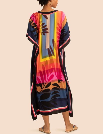 Artistic contrasting print robe dress - Image 4