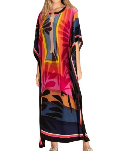 Artistic contrasting print robe dress - Image 3
