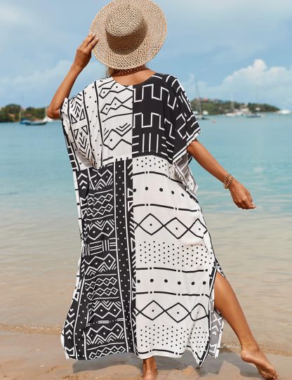 Geometric patchwork robe dress - Image 7